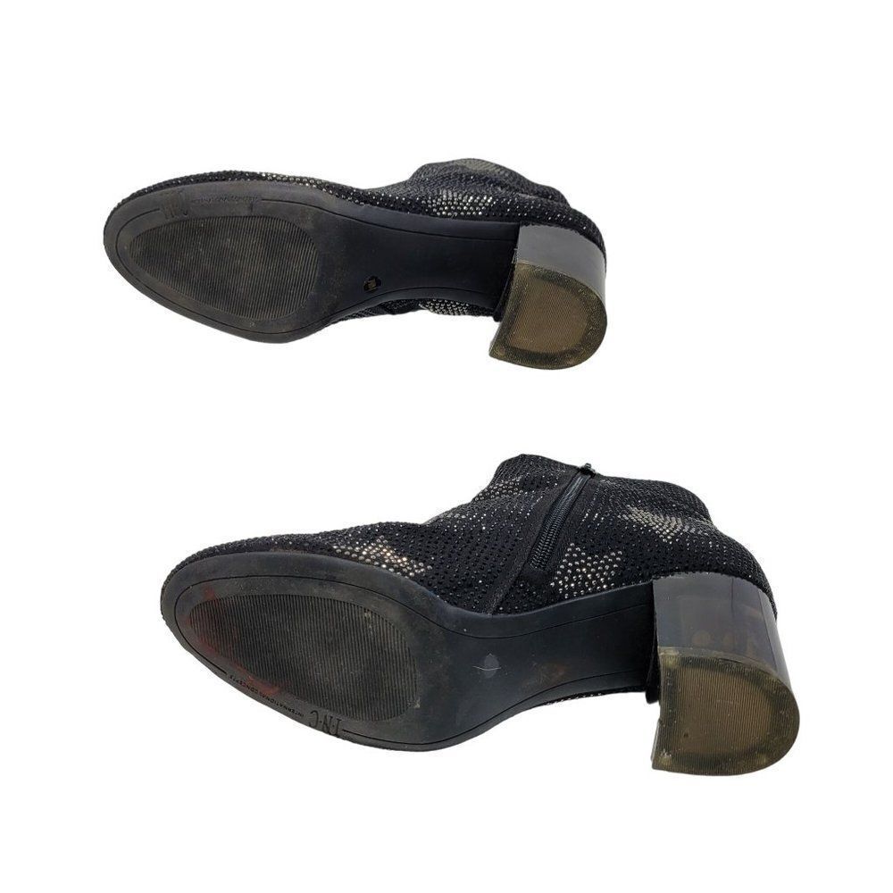 INC Floriann5 Ankle Booties 10 Black Sparkle‎ Silver Star Chunky Heel Holiday - Picture 9 of 11